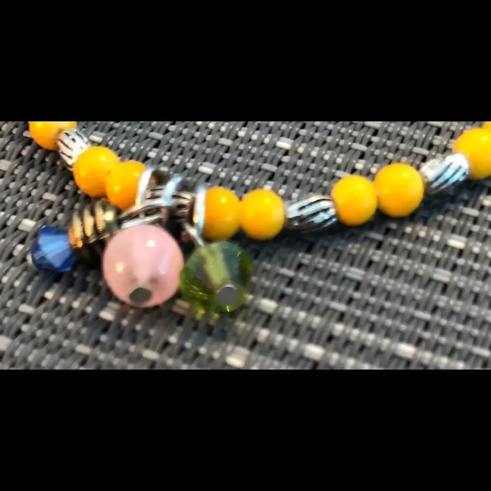 Yellow & Silver Dangly Charm Bracelet